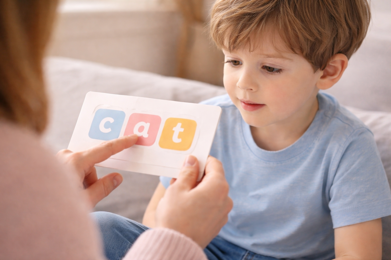 Parent teaching child to read